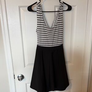 Double Zero Black and White Striped Mini Dress